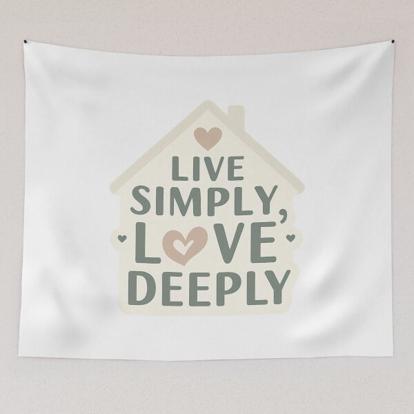 Item preview, Minimalist House Heart Live Simply Love Deeply Clean Modern Typography Cream Gray Sage Green Calming Intentional designed and sold by zoughlal.