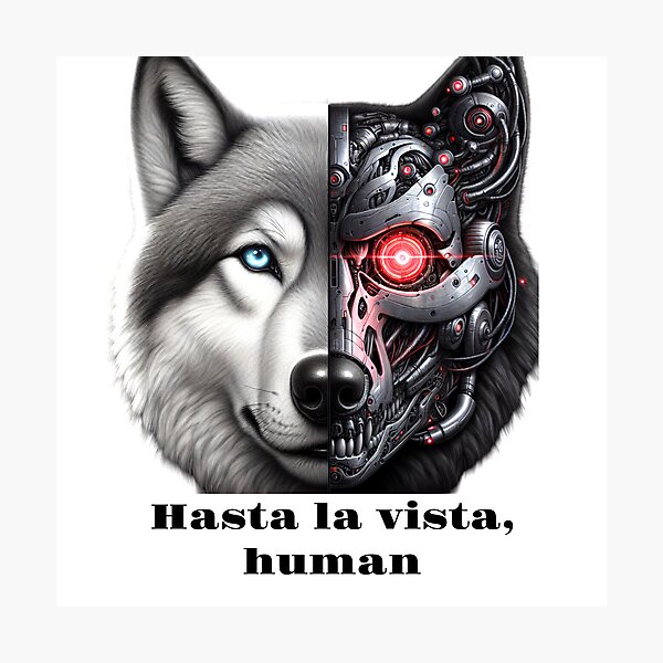 Item preview, Cyber Wolf: 'Hasta la Vista, Human' – Futuristic Terminator-Inspired Design. designed and sold by SublimationPro.