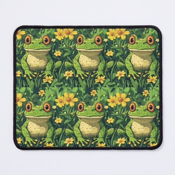 Item preview, Cute Spotted Frog in a field with yellow Flowers So Hoppy #1 designed and sold by Vicki Noble Art.