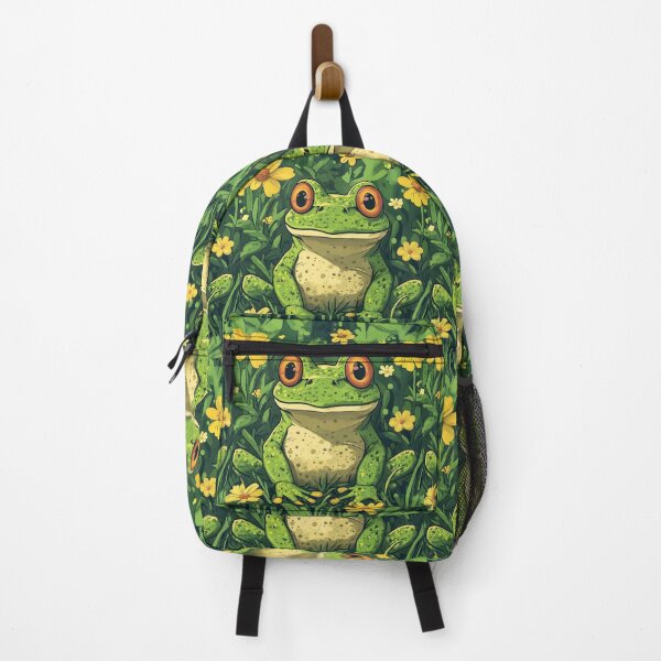 Item preview, Cute Spotted Frog in a field with yellow Flowers So Hoppy #1 designed and sold by Vicki Noble Art.