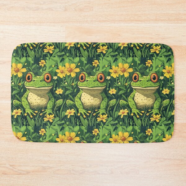 Item preview, Cute Spotted Frog in a field with yellow Flowers So Hoppy #1 designed and sold by Vicki Noble Art.