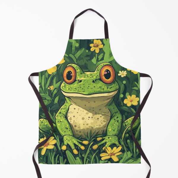 Item preview, Cute Spotted Frog in a field with yellow Flowers So Hoppy #1 designed and sold by Vicki Noble Art.