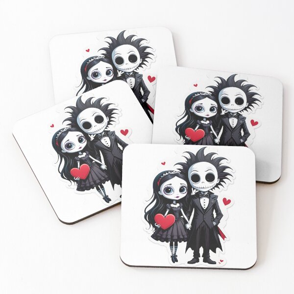 Item preview, Gothic Couple Holding Heart with Romantic and Halloween Theme designed and sold by ElenaHrubes.