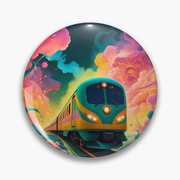 Item preview, Fantasy train through pink trees and clouds designed and sold by EmeraldeaArt.