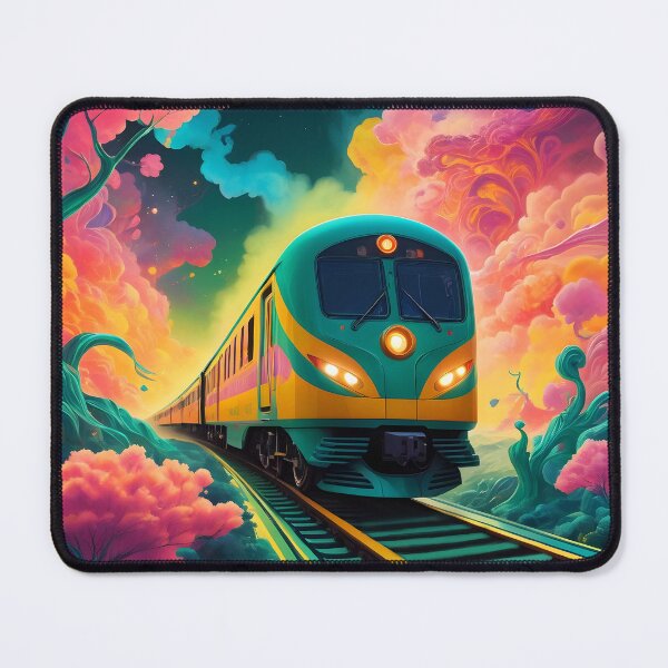 Item preview, Fantasy train through pink trees and clouds designed and sold by EmeraldeaArt.