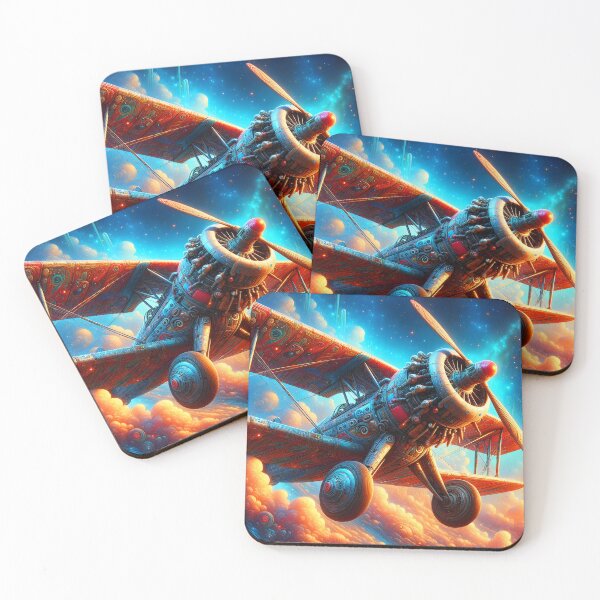 Item preview, Whimsical plane flying through Fantasy  clouds designed and sold by EmeraldeaArt.
