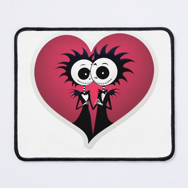 Item preview, Illustration of Romantic Skeleton Couple in a Heart-Shaped Frame designed and sold by ElenaHrubes.