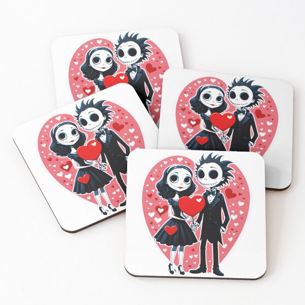 Item preview, Romantic Halloween Skeleton Couple Holding Heart with Love designed and sold by ElenaHrubes.