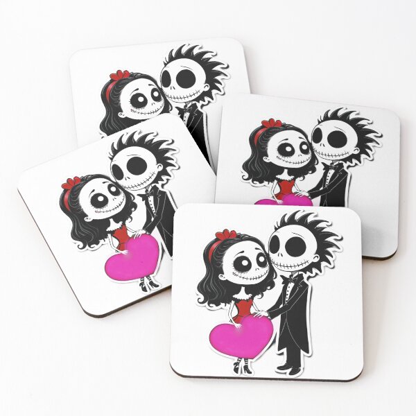 Item preview, Cute Skeleton Couple Holding a Heart in Gothic Romantic Style designed and sold by ElenaHrubes.