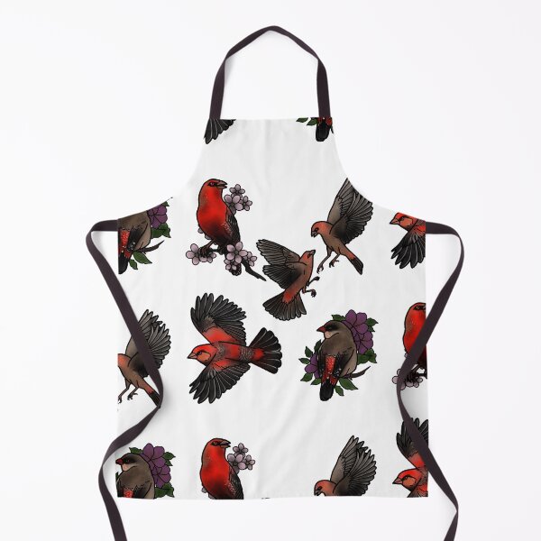 Item preview, Pattern of strawberry finches tattoo style designed and sold by LeahcarsArt.