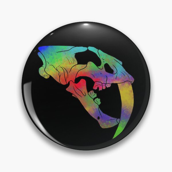 Item preview, Smilodon/Saber Toothed Tiger Skull (Rainbow Watercolour) designed and sold by CKing-Paleo-Art.