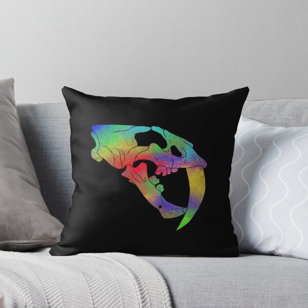 Item preview, Smilodon/Saber Toothed Tiger Skull (Rainbow Watercolour) designed and sold by CKing-Paleo-Art.