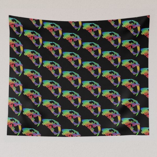 Item preview, Smilodon/Saber Toothed Tiger Skull (Rainbow Watercolour) designed and sold by CKing-Paleo-Art.