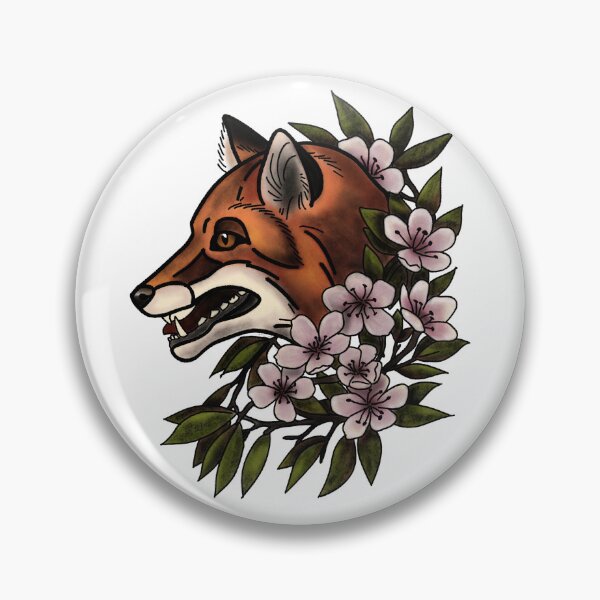 Item preview, Fox with flowers neotrad tattoo style designed and sold by LeahcarsArt.