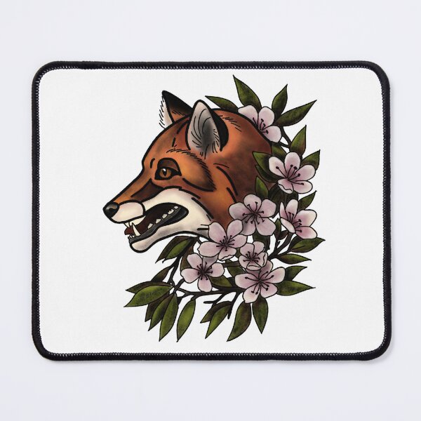 Item preview, Fox with flowers neotrad tattoo style designed and sold by LeahcarsArt.
