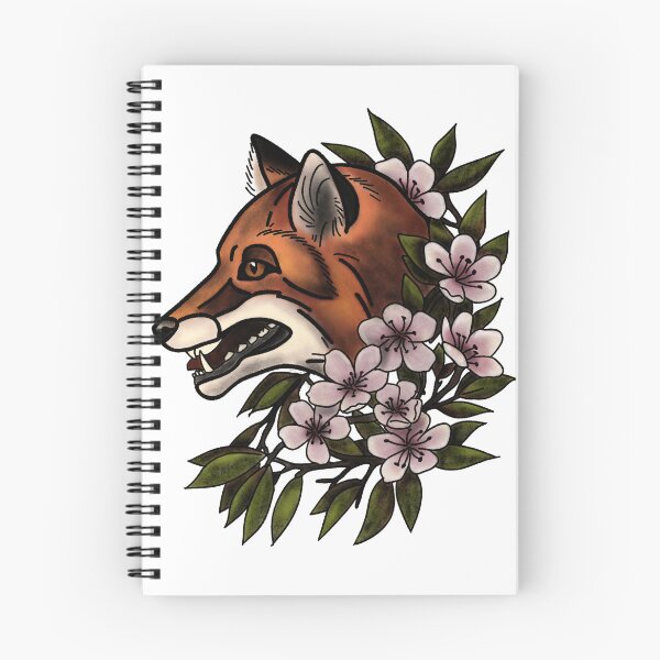Item preview, Fox with flowers neotrad tattoo style designed and sold by LeahcarsArt.