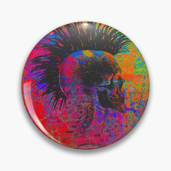 Item preview, Punk Mohawk Skull – Vibrant Grunge Art Project designed and sold by DreamsArtwear.