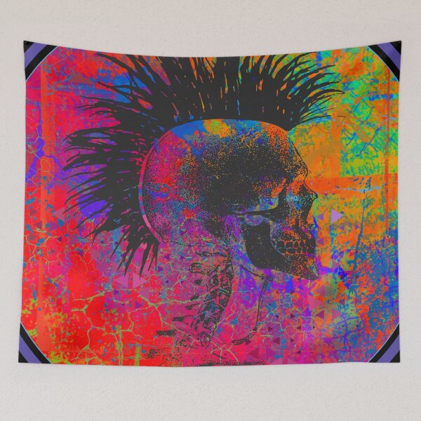 Item preview, Punk Mohawk Skull – Vibrant Grunge Art Project designed and sold by DreamsArtwear.