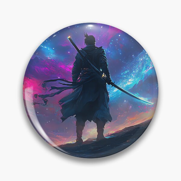 Item preview, Neon Samurai: Guardian of the Cosmic Rift designed and sold by PixelReverb.