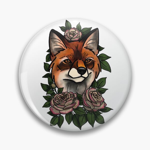 Item preview, Copy of Fox with flowers neotrad tattoo style designed and sold by LeahcarsArt.