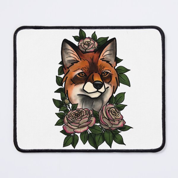 Item preview, Copy of Fox with flowers neotrad tattoo style designed and sold by LeahcarsArt.