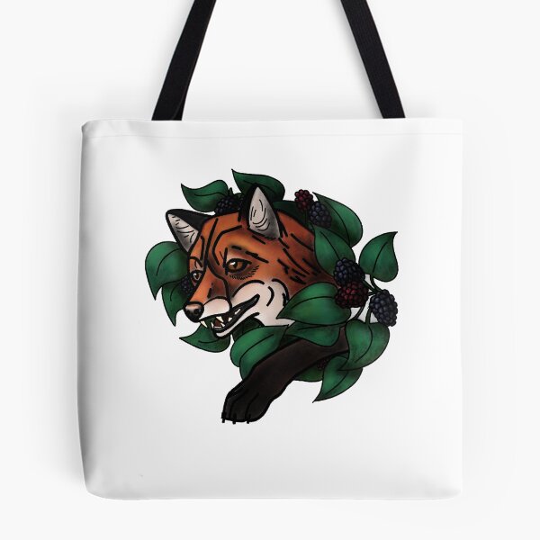 Item preview, Fox with berries neotrad tattoo style designed and sold by LeahcarsArt.