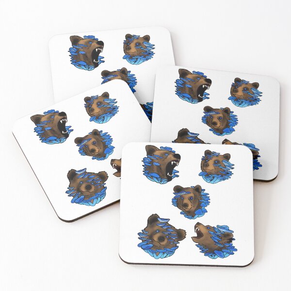 Item preview, Bears with blue mushrooms tattoo style designed and sold by LeahcarsArt.