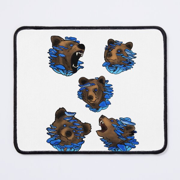 Item preview, Bears with blue mushrooms tattoo style designed and sold by LeahcarsArt.