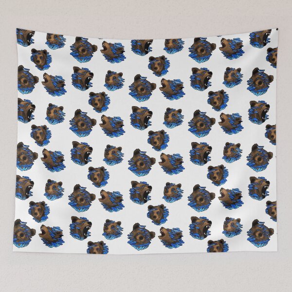 Item preview, Bears with blue mushrooms tattoo style designed and sold by LeahcarsArt.