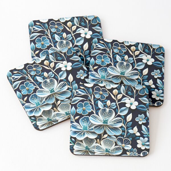 Item preview, Seamless Vintage Botanical Design with Indigo and Teal Accents designed and sold by Juliette Ozkalfayan.