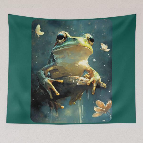 Item preview, Space Frog on a Sweet Trip flying High with floaty flower So Hoppy #4 designed and sold by Vicki Noble Art.