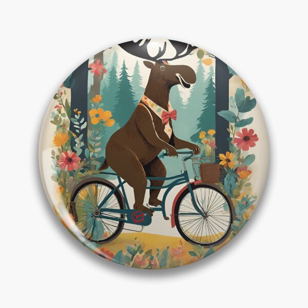 Artikelvorschau, Moos auf dem Fahrrad, Lustiger Elch, entworfen und verkauft von GOLDENGARDENART.
