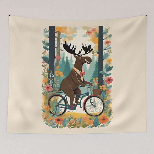 Artikelvorschau, Moos auf dem Fahrrad, Lustiger Elch, entworfen und verkauft von GOLDENGARDENART.