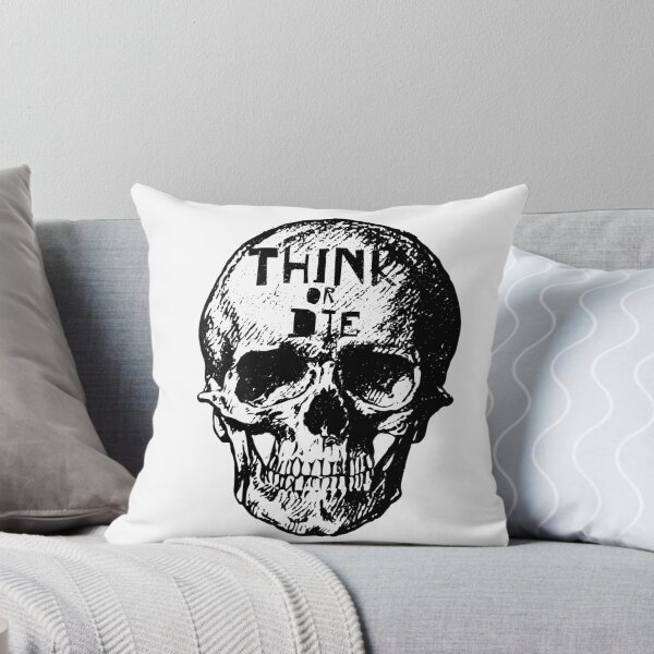 Artikelvorschau, Think or Die Design mit Totenkopf entworfen und verkauft von ArtByMarkDesign.