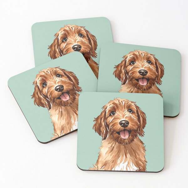 Artikelvorschau, Golden Doodle Aquarell Welpe (Minze) entworfen und verkauft von Magnolia Valley Art.