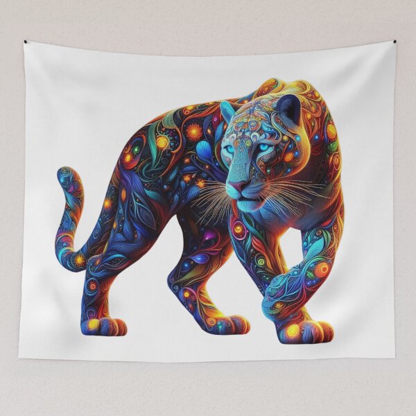 Item preview, Cosmic Neon Panther – A Glowing Guardian designed and sold by GloriousArtSKD.