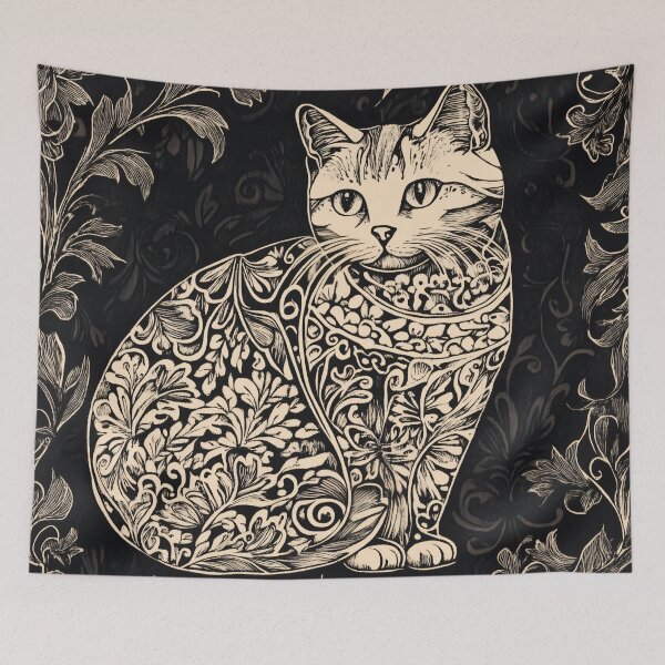 Item preview, Floral Cat Stamp designed and sold by wyntera.