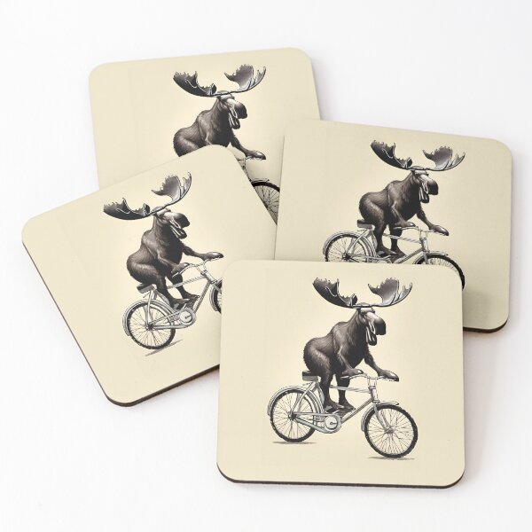 Artikelvorschau, Vintage Moos auf dem Fahrrad, Lustiger Elch, entworfen und verkauft von GOLDENGARDENART.