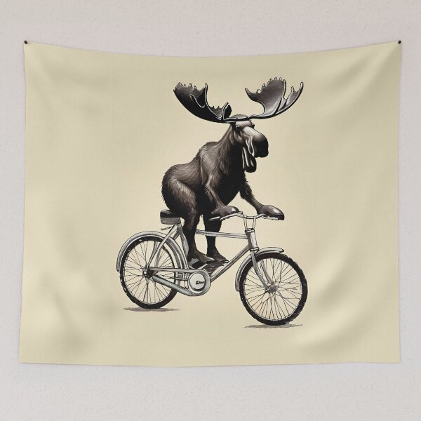 Artikelvorschau, Vintage Moos auf dem Fahrrad, Lustiger Elch, entworfen und verkauft von GOLDENGARDENART.