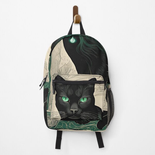 Item preview, Art Nouveau Black Cat with Emerald Green designed and sold by SerenebySL.
