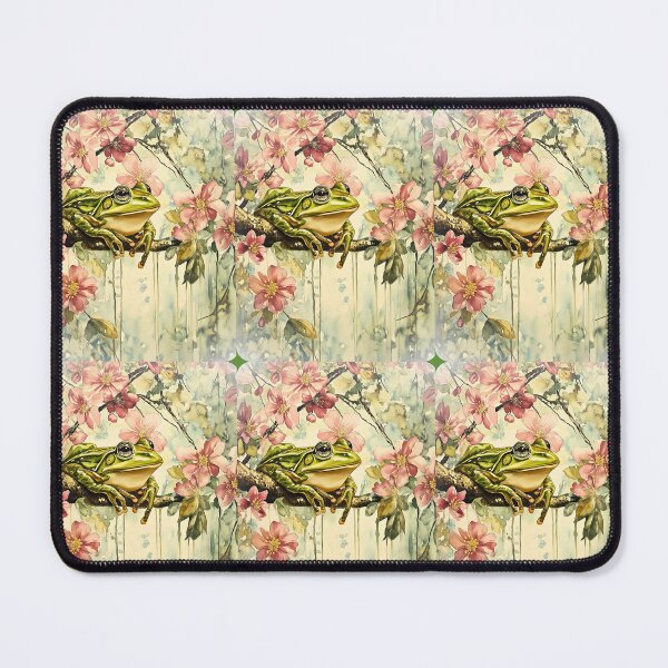 Item preview, Zen Frog with Blossoming Pink Cherry Flowers in a tree So Hoppy #5 designed and sold by Vicki Noble Art.