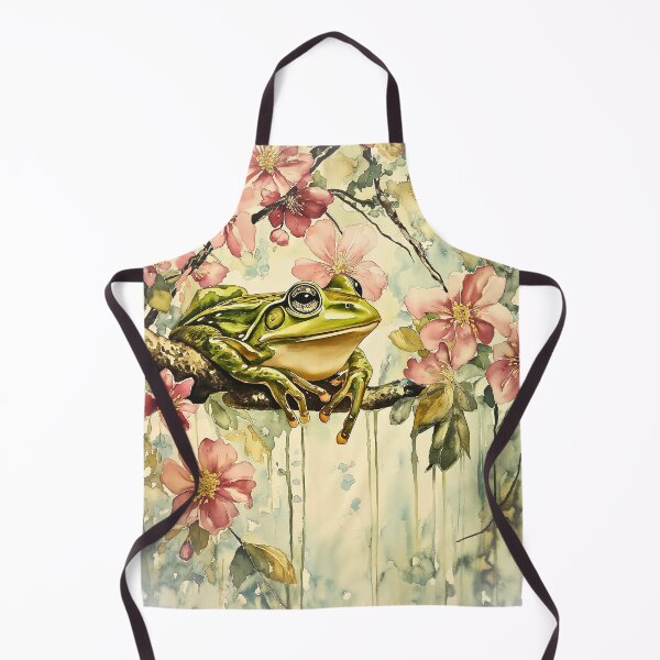 Item preview, Zen Frog with Blossoming Pink Cherry Flowers in a tree  So Hoppy #5 designed and sold by Vicki Noble Art.