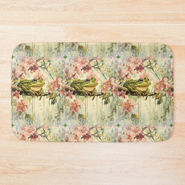 Item preview, Zen Frog with Blossoming Pink Cherry Flowers in a tree  So Hoppy #5 designed and sold by Vicki Noble Art.