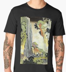 'Waterfall' by Katsushika Hokusai (Reproduction) Men's Premium T-Shirt