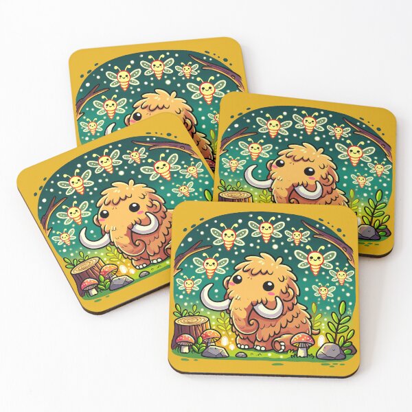 Item preview, Wooly Mammoth Surrounded by Fireflies designed and sold by Ghost on Toast.