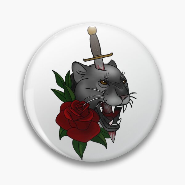 Item preview, Panther with flower neotrad tattoo style designed and sold by LeahcarsArt.