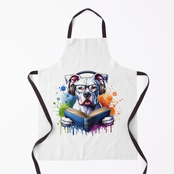 Item preview, American Bulldog Wearing Headphones and Reading a Book designed and sold by 2ndSketch.