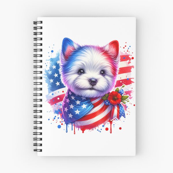 Item preview, Patriotic White Puppy With American Flag and Cute Scarf designed and sold by 2ndSketch.