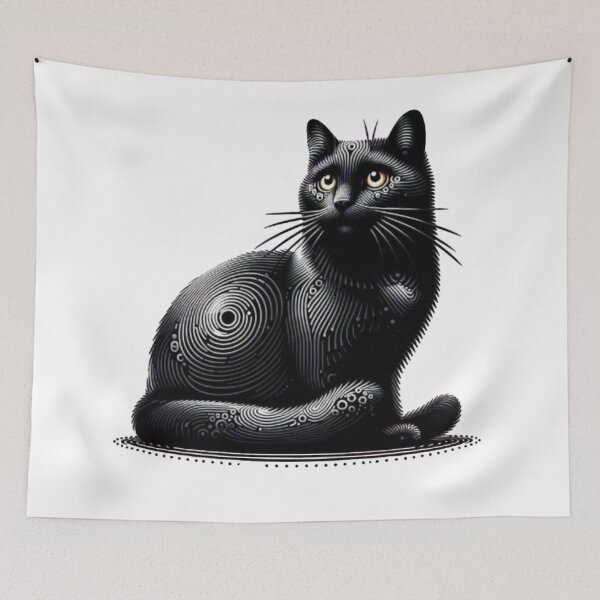 Item preview, Abstract Black Cat Victor Vasarely Style image Great Design designed and sold by Creat-Des.