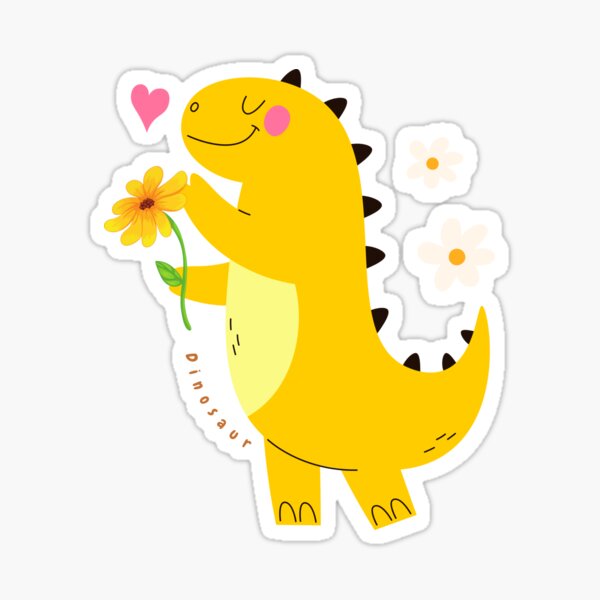 Item preview, Dinosaure Tournesol - T-Rex Jaune Joyeux avec Amour designed and sold by S&ARTSY.